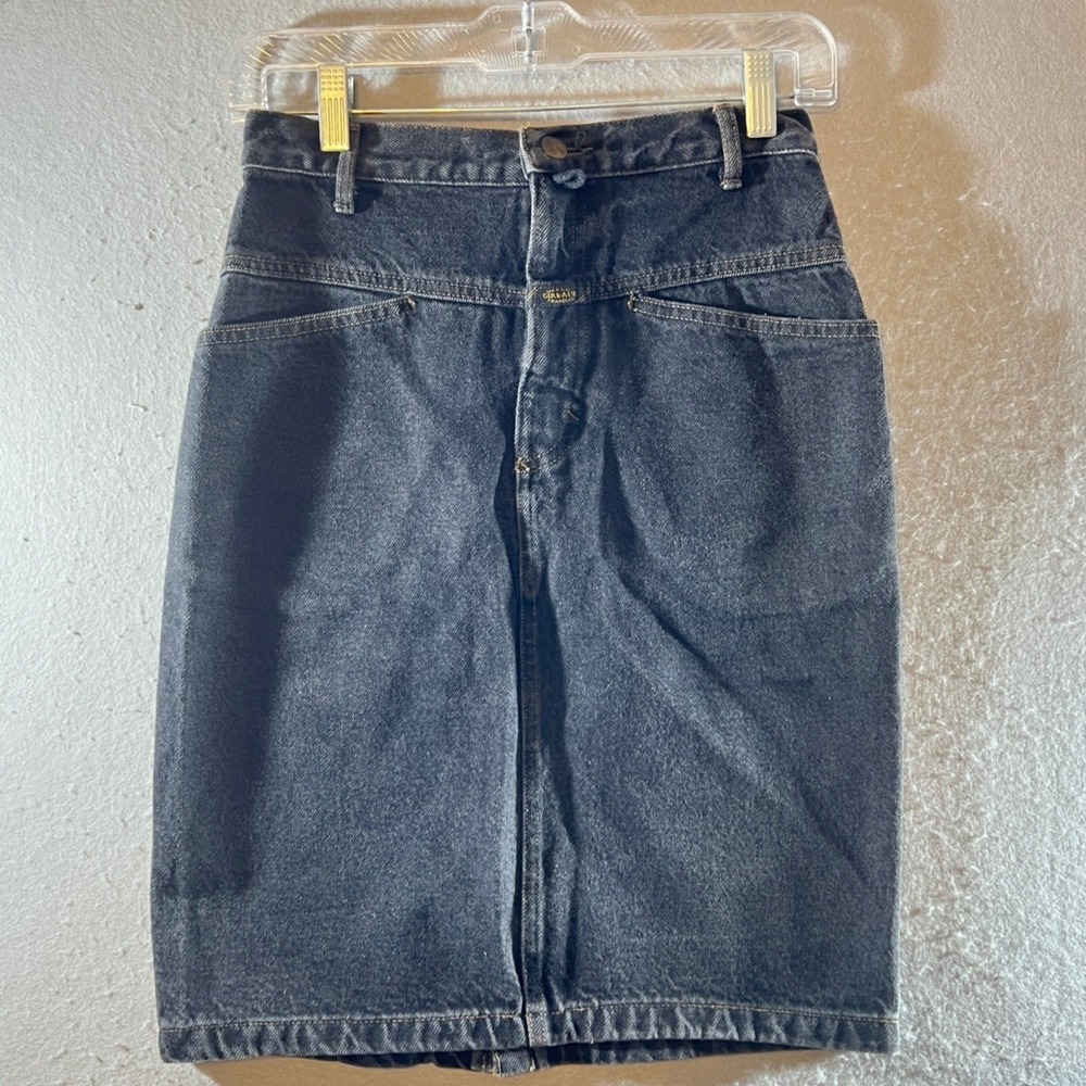 871 | Girbaud Vintage High Waisted Denim Pencil Skirt Black Women 3/4 USA‎